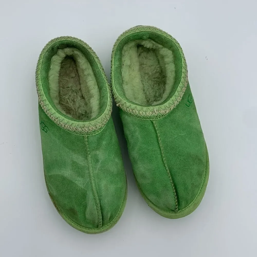 UGG bright lime green slip on Tasman style shoes mens size 10